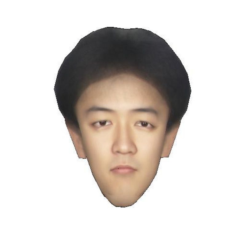 Комп'ютерна модель особи японця в майбутньому - якщо сучасні тенденції збережуться, в майбутньому чоловіче обличчя стане більш трикутним (зображення надано Харасімой Хіросі)